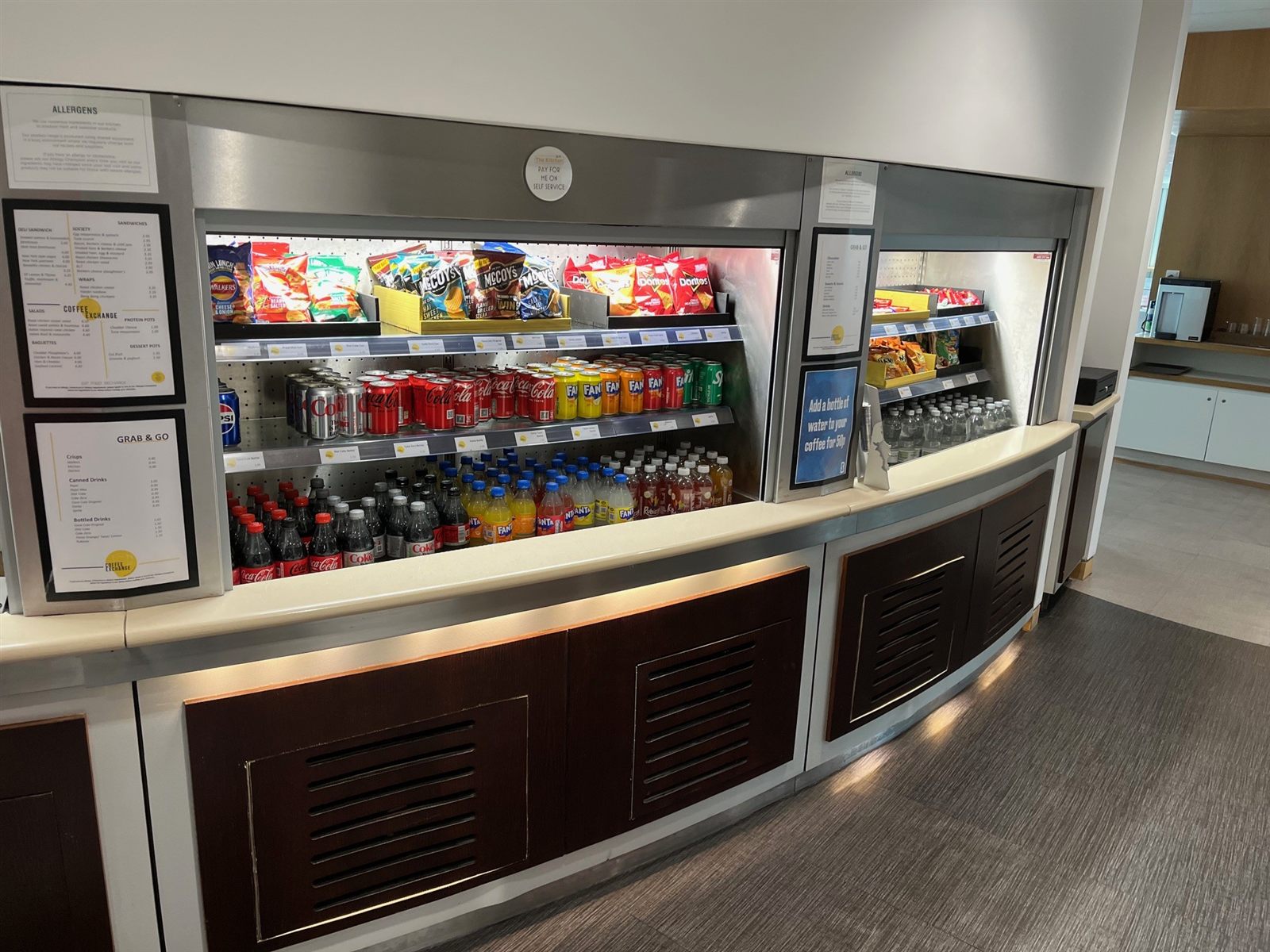 Staff canteen servery before the refrigeration and shelving refit