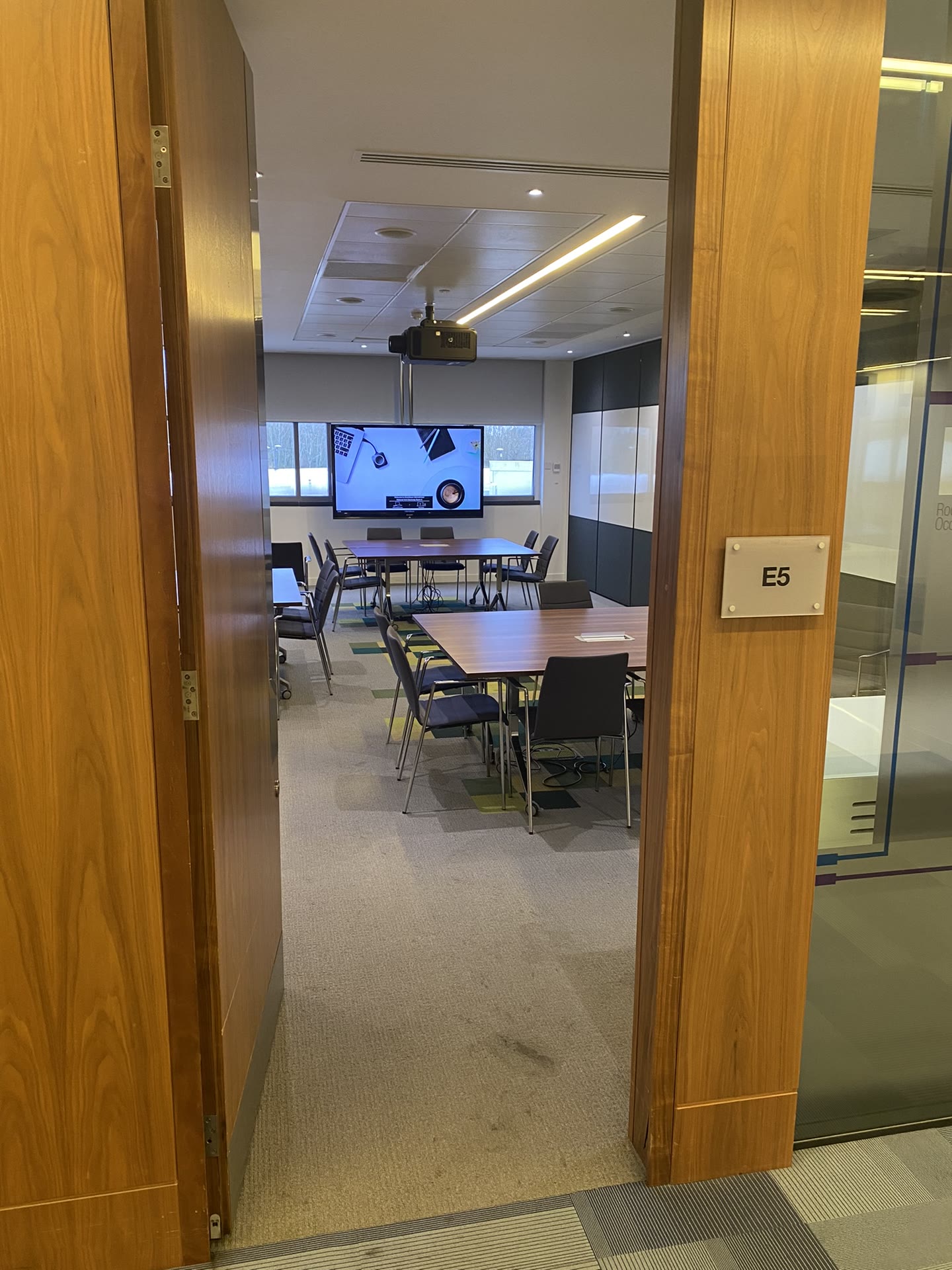 Conference room before carpet tile replacement