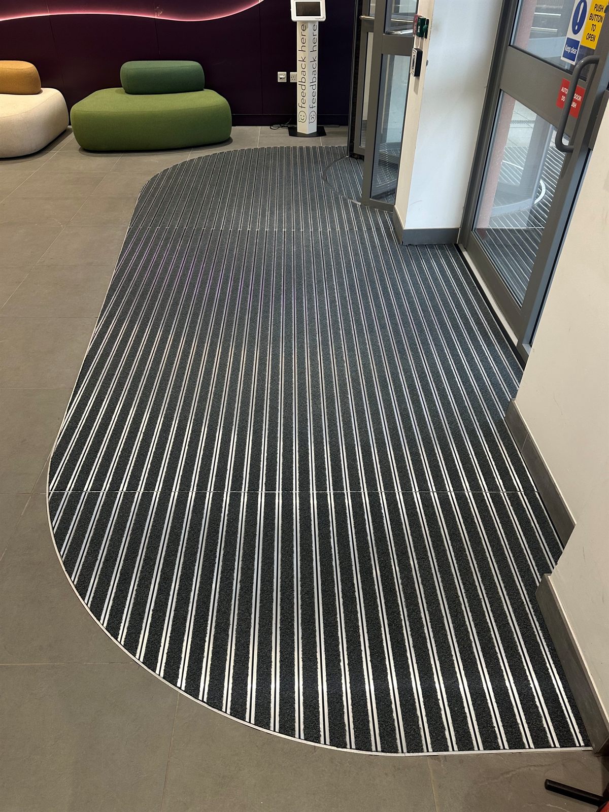 Finished entrance matting at a building reception