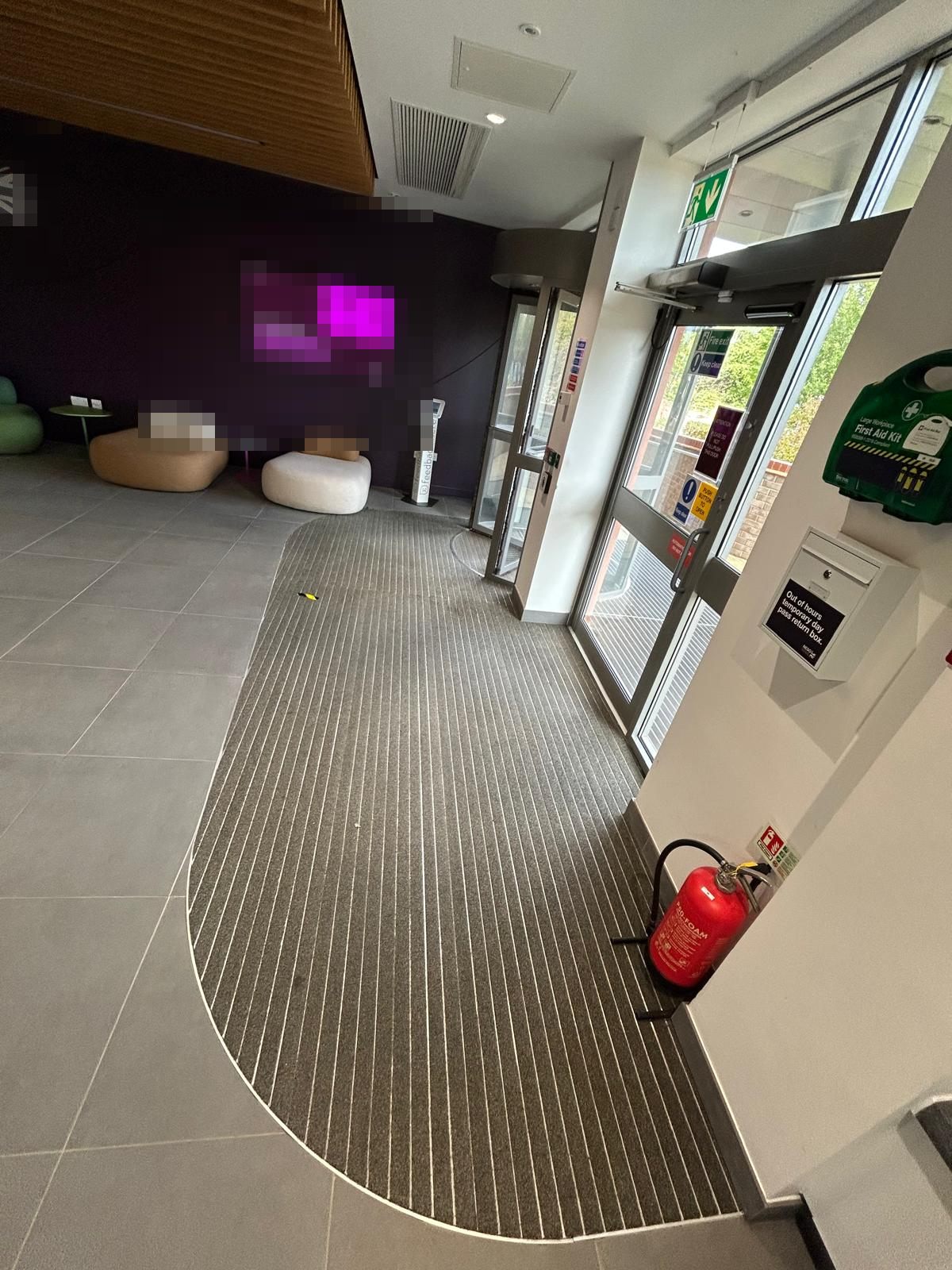 Entrance lobby before the new barrier matting was installed