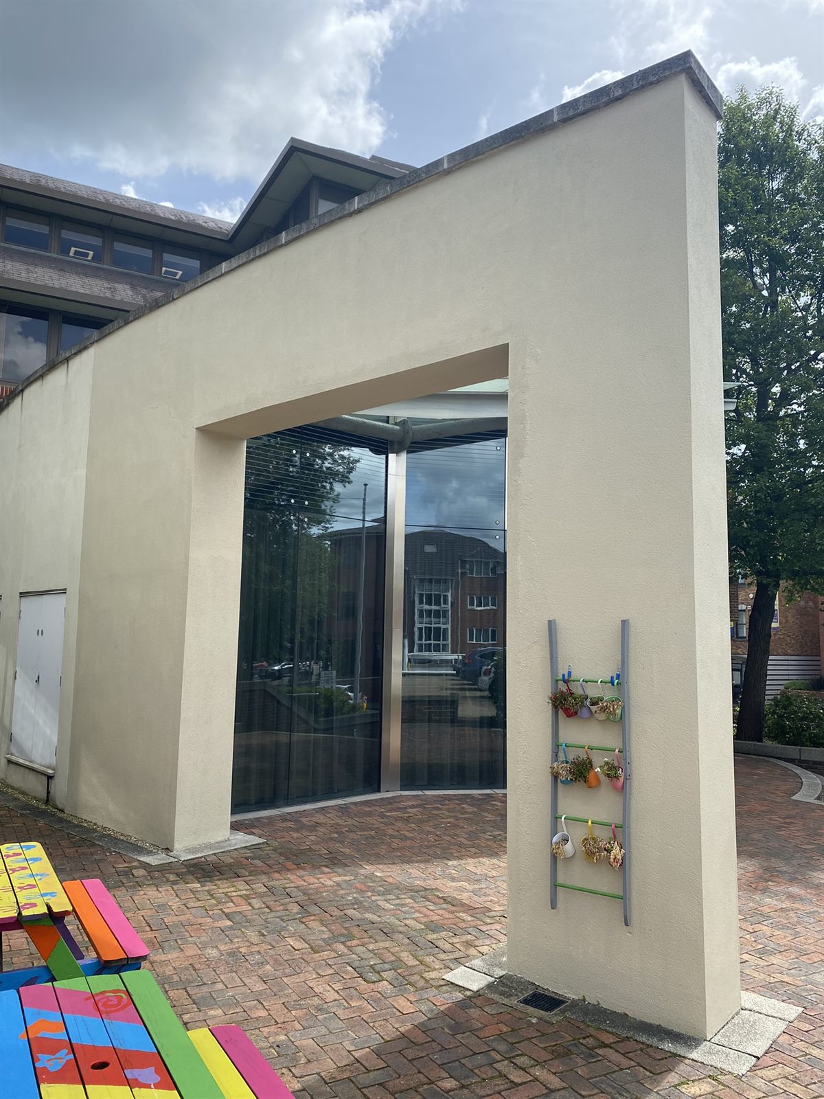 Freshly rendered and redecorated external entrance elevation