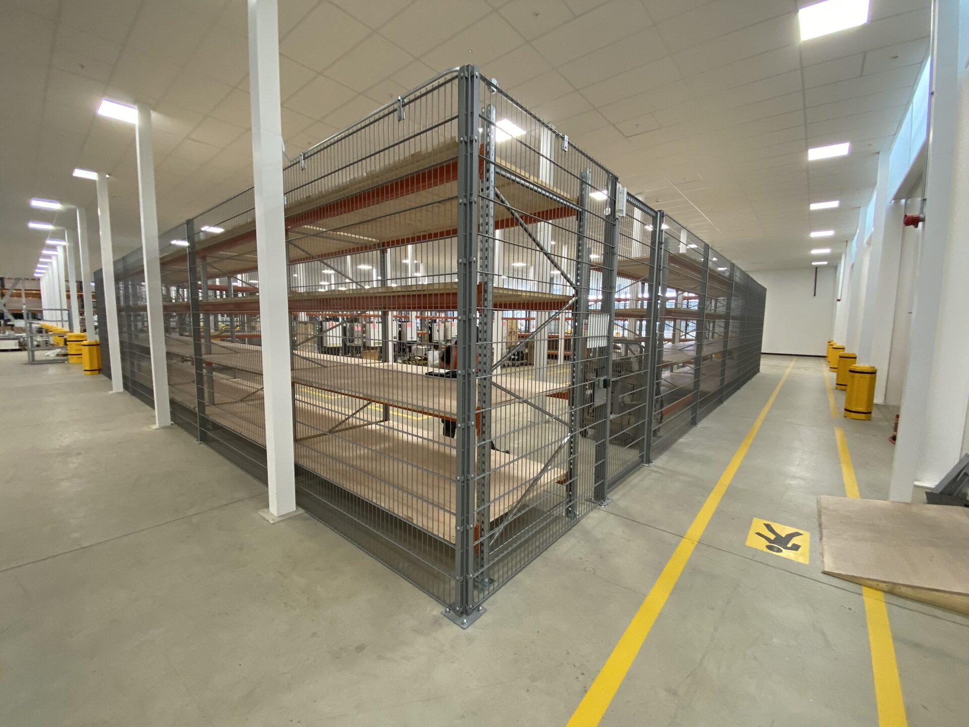 Security-rated mesh fencing installed in warehouse